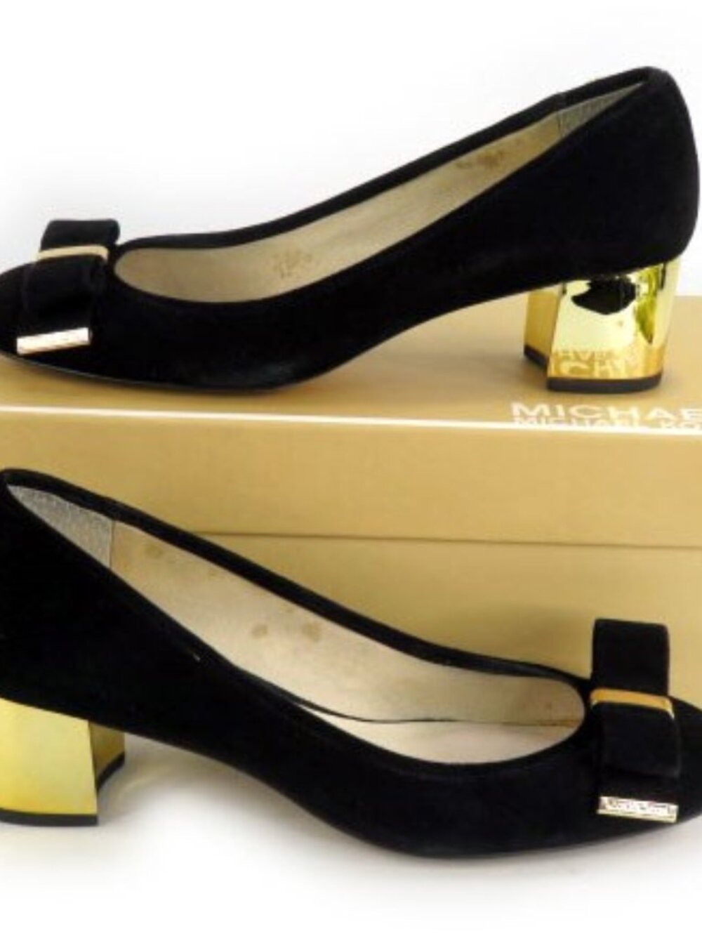 Michael Kors Women's Kiera Mid Pump Black Suede Heels US 8.5